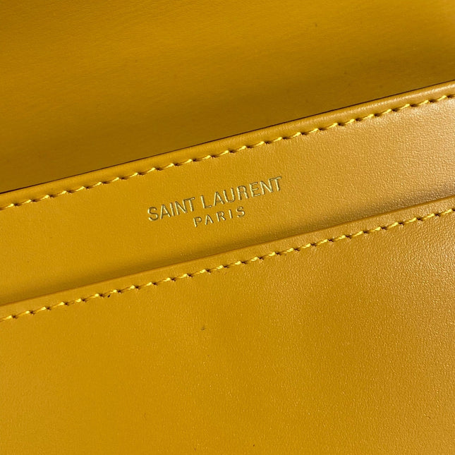 SOLFERINO SMALL SATCHEL 19 IN SAFFRON YELLOW CALFSKIN GOLD HARDWARE