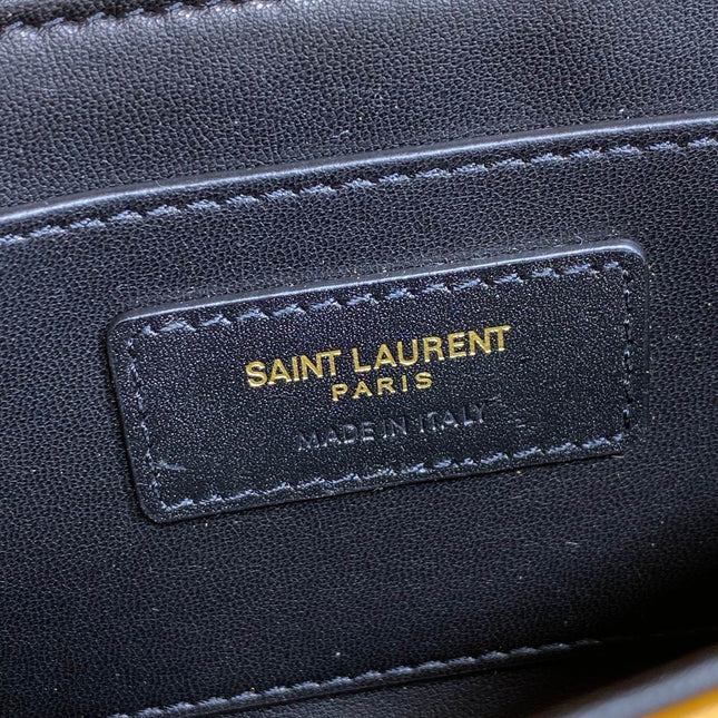 SOLFERINO SMALL SATCHEL 19 IN SAFFRON YELLOW CALFSKIN GOLD HARDWARE