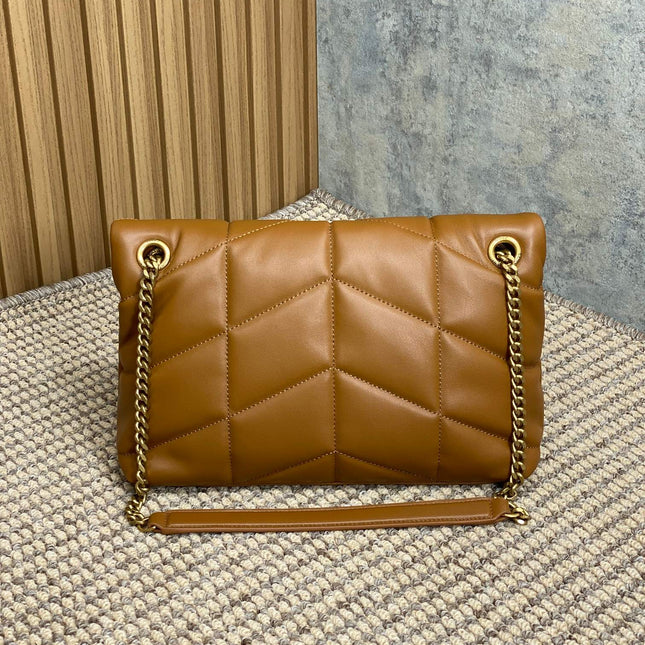 PUFFER SMALL 29 IN BRONZE BROWN LAMBSKIN GOLD HARDWARE