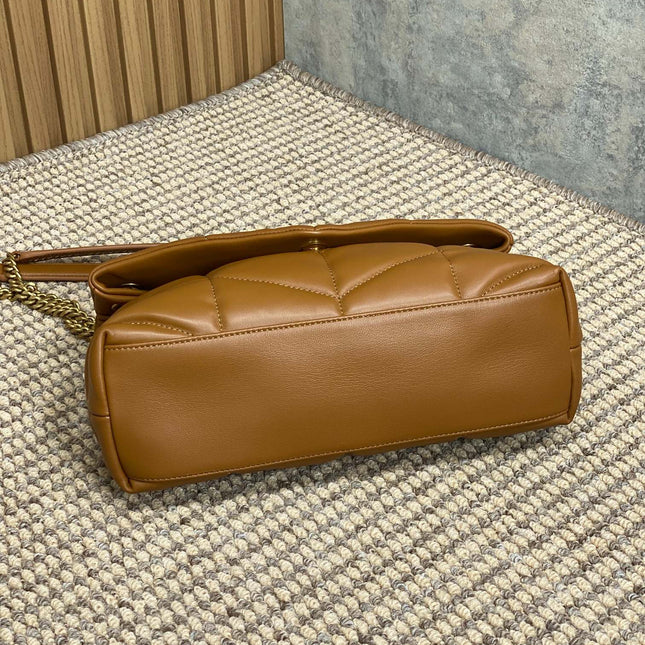 PUFFER SMALL 29 IN BRONZE BROWN LAMBSKIN GOLD HARDWARE