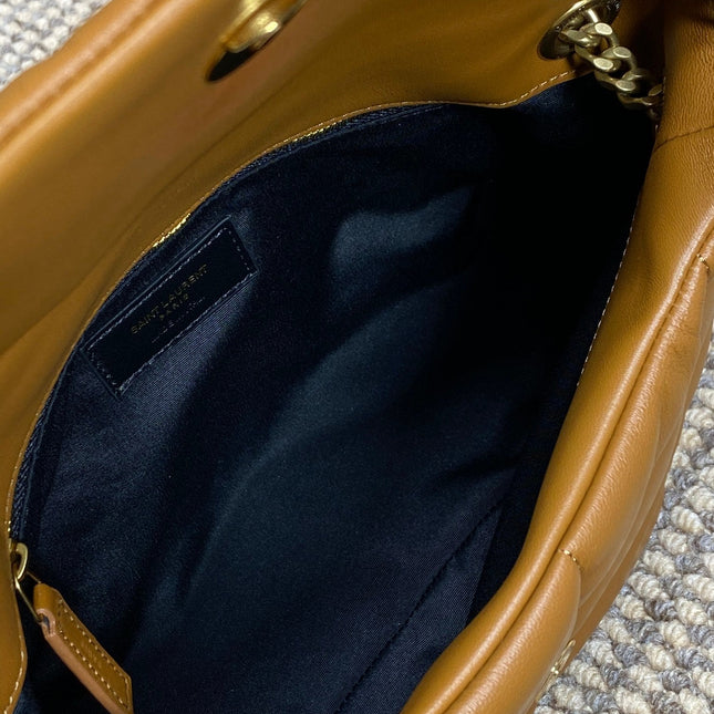 PUFFER SMALL 29 IN BRONZE BROWN LAMBSKIN GOLD HARDWARE