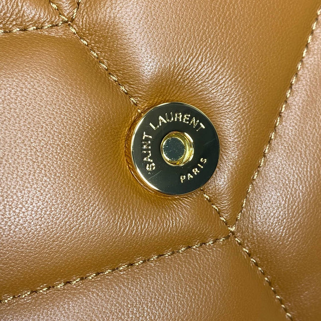 PUFFER SMALL 29 IN BRONZE BROWN LAMBSKIN GOLD HARDWARE