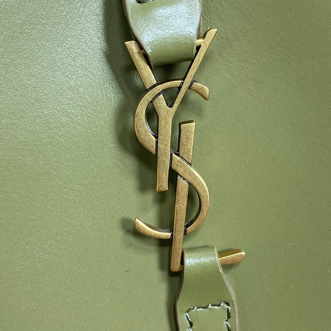 LE 37 MINI BUCKET BAG 15 IN AVOCADO GREEN CALFSKIN GOLD HARDWARE