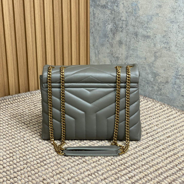 LOULOU SMALL 25 SHOULDER BAG IN DARK GREEN LAMBSKIN GOLD HARDWARE