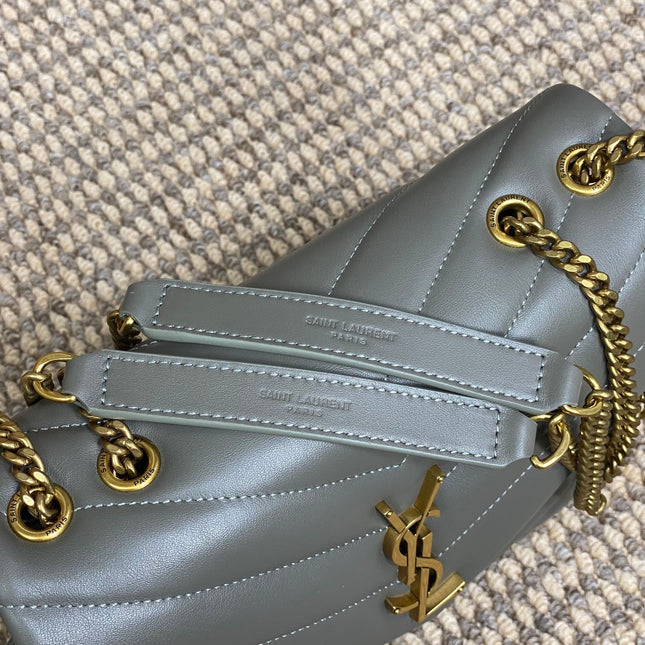 LOULOU SMALL 25 SHOULDER BAG IN DARK GREEN LAMBSKIN GOLD HARDWARE