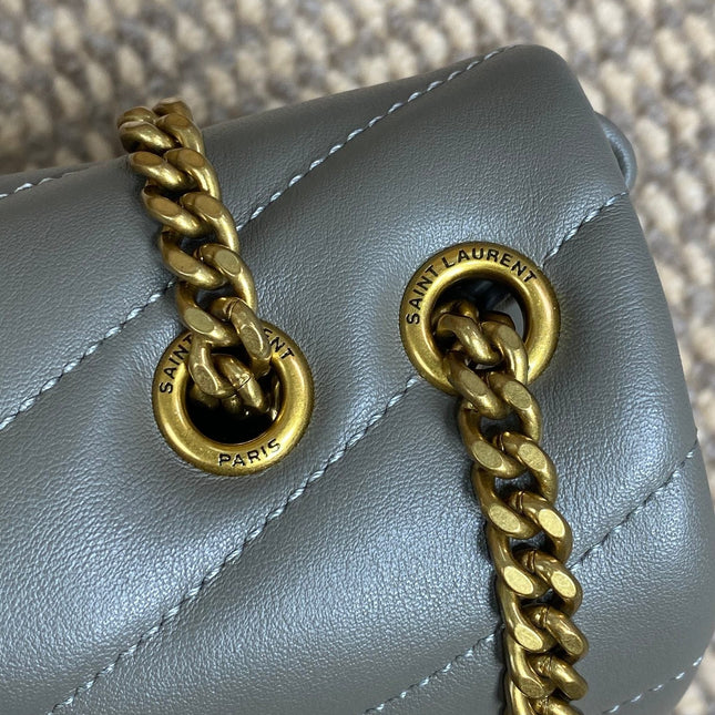 LOULOU SMALL 25 SHOULDER BAG IN DARK GREEN LAMBSKIN GOLD HARDWARE