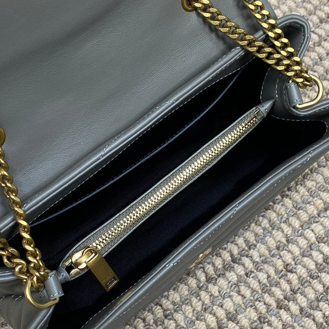 LOULOU SMALL 25 SHOULDER BAG IN DARK GREEN LAMBSKIN GOLD HARDWARE