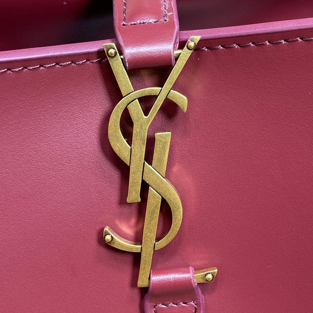 LE 37 SMALL BUCKET BAG 20 IN BURGUNDY RED CALFSKIN GOLD HARDWARE