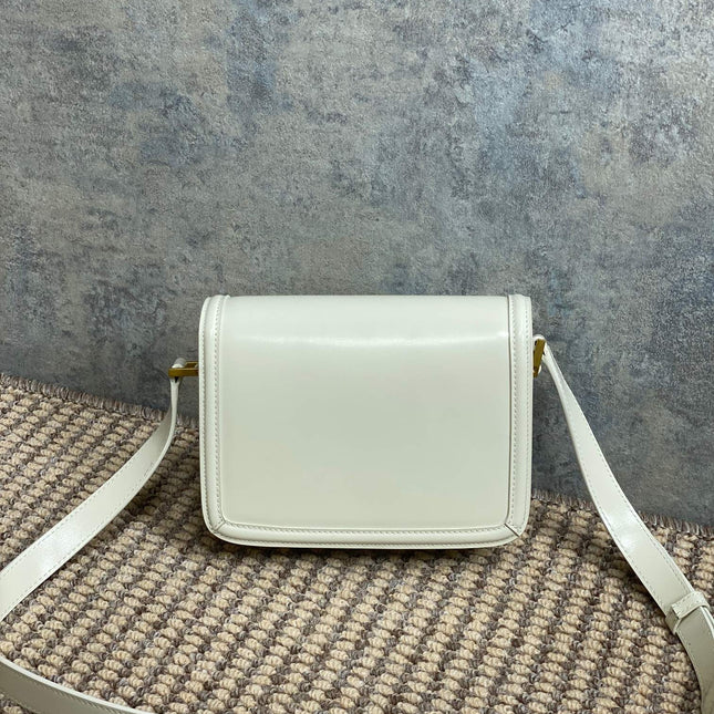 SOLFERINO SMALL SATCHEL 19 IN WHITE CALFSKIN GOLD HARDWARE