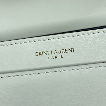 SOLFERINO SMALL SATCHEL 19 IN WHITE CALFSKIN GOLD HARDWARE