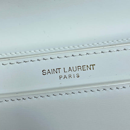 VOLTAIRE IN BOX SHOULDER BAG 21 IN WHITE CALFSKIN GOLD METALLIC