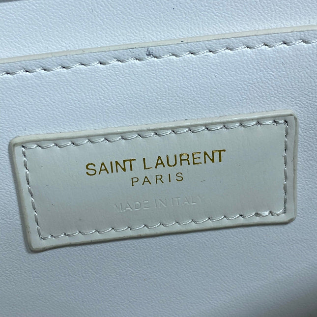 VOLTAIRE IN BOX SHOULDER BAG 21 IN WHITE CALFSKIN GOLD METALLIC