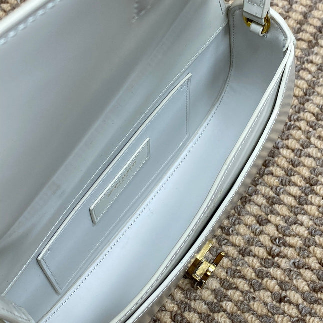 VOLTAIRE IN BOX SHOULDER BAG 21 IN WHITE CALFSKIN GOLD METALLIC