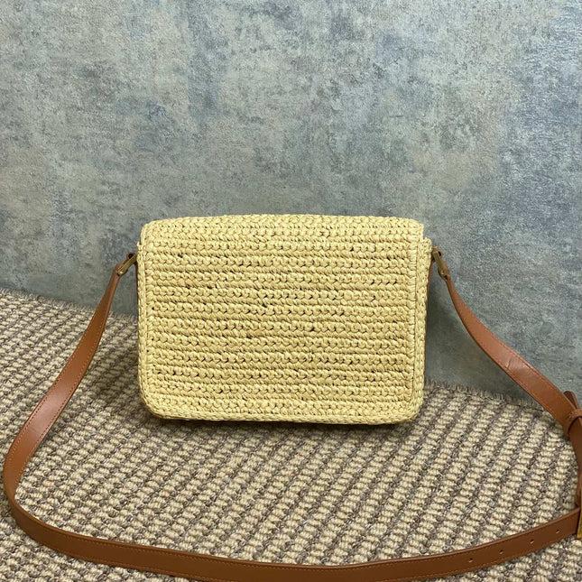 SOLFERINO MEDIUM CROSSBODY BAG 23 IN BEIGE MIX BROWN RAFFIA