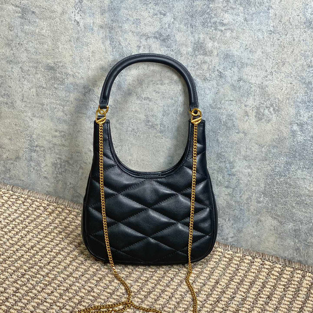 SADE HOBO 21 IN BLACK LAMBSKIN GOLD HARDWARE
