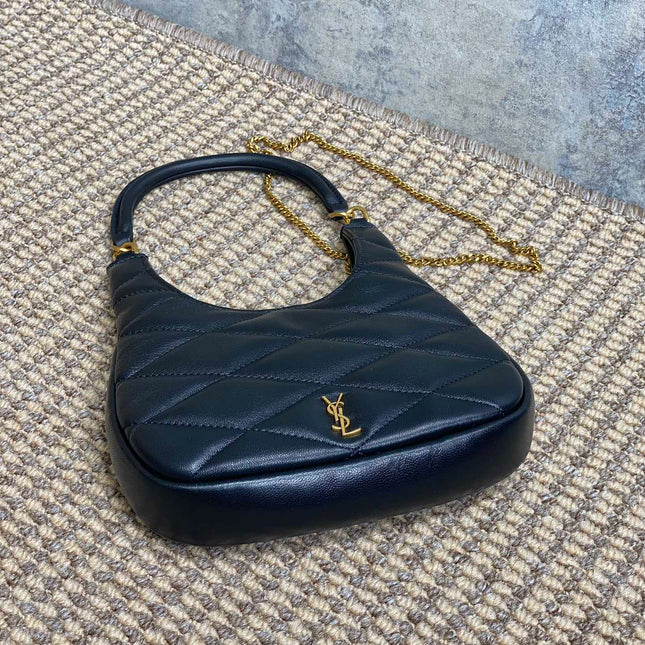 SADE HOBO 21 IN BLACK LAMBSKIN GOLD HARDWARE