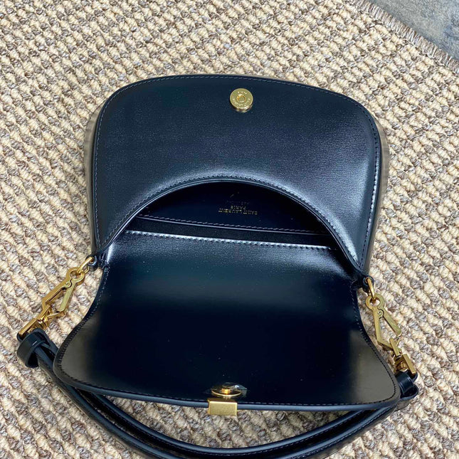 VOLTAIRE TOP HANDLE IN BOX 21 IN BLACK CALFSKIN GOLD HARDWARE