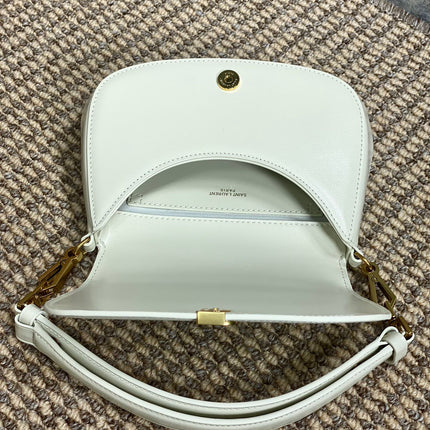 VOLTAIRE TOP HANDLE IN BOX 21 IN WHITE CALFSKIN GOLD HARDWARE