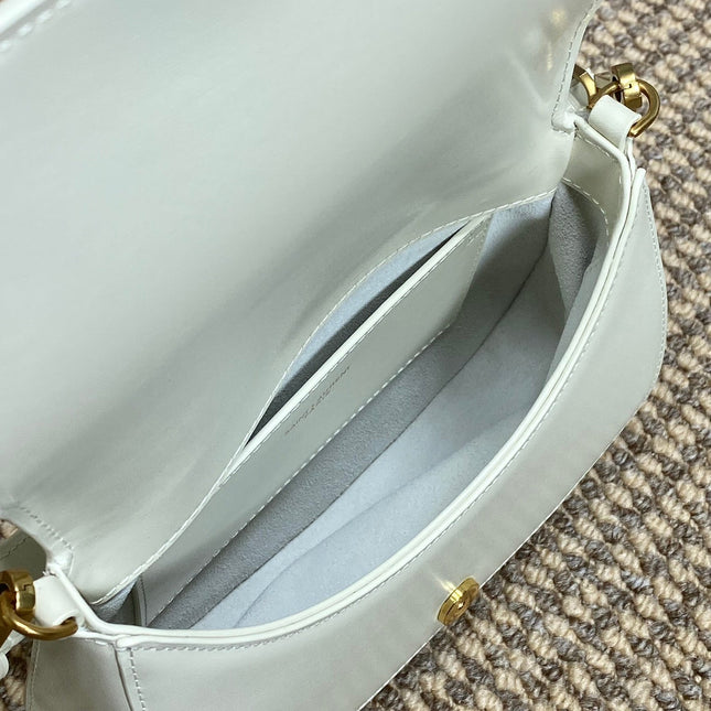 VOLTAIRE TOP HANDLE IN BOX 21 IN WHITE CALFSKIN GOLD HARDWARE