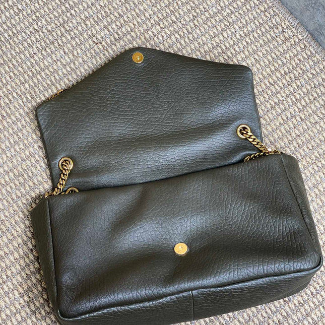 CALYPSO 36 CHAIN BAG IN DARK GREEN LAMBSKIN