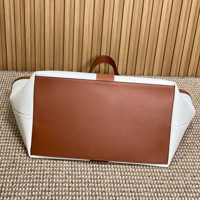 Y TOTE BAG 39 IN TAWNY BROWN MIX WHITE CALFSKIN