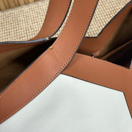 Y TOTE BAG 39 IN TAWNY BROWN MIX WHITE CALFSKIN