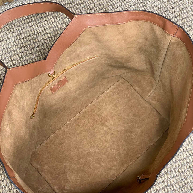 Y TOTE BAG 39 IN TAWNY BROWN MIX WHITE CALFSKIN