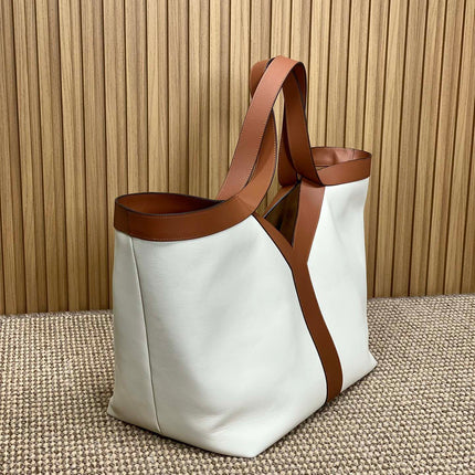 Y TOTE BAG 39 IN TAWNY BROWN MIX WHITE CALFSKIN