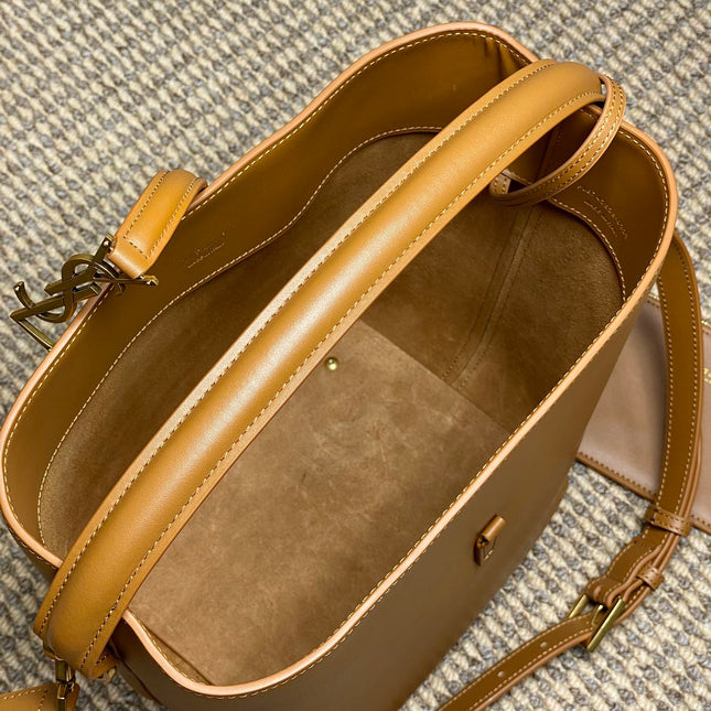 LE 37 MEDIUM BUCKET BAG 25 IN TORTILLA BROWN CALFSKIN GOLD HARDWARE