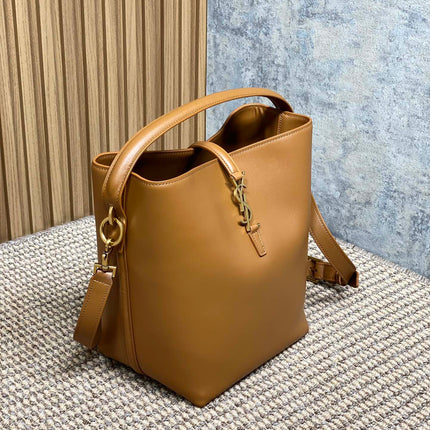 LE 37 MEDIUM BUCKET BAG 25 IN TORTILLA BROWN CALFSKIN GOLD HARDWARE