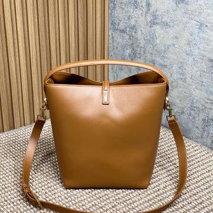 LE 37 MEDIUM BUCKET BAG 25 IN TORTILLA BROWN CALFSKIN GOLD HARDWARE