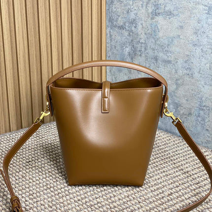 LE 37 SMALL BUCKET BAG 20 IN TORTILLA BROWN CALFSKIN GOLD HARDWARE