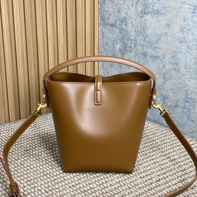 LE 37 SMALL BUCKET BAG 20 IN TORTILLA BROWN CALFSKIN GOLD HARDWARE