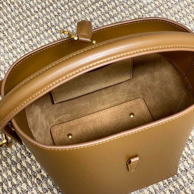 LE 37 SMALL BUCKET BAG 20 IN TORTILLA BROWN CALFSKIN GOLD HARDWARE