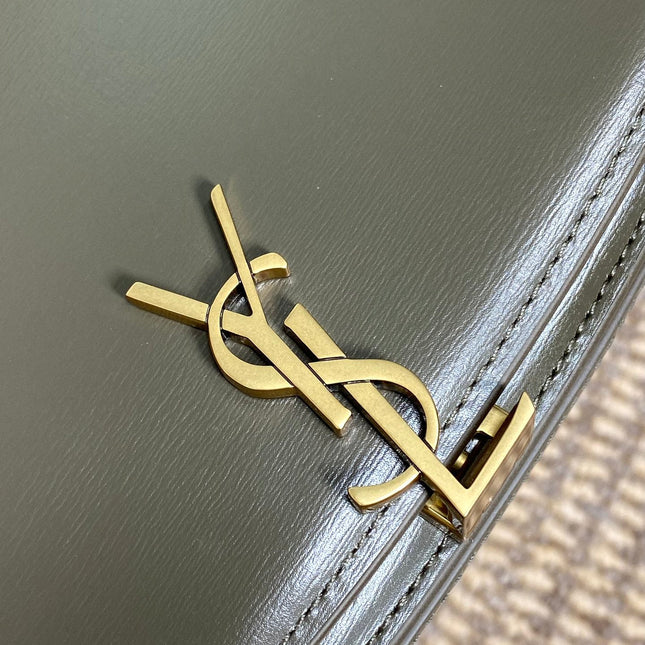 VOLTAIRE HALF-MOON SHOULDER BAG 24 IN DARK GREEN CALFSKIN GOLD METALLIC