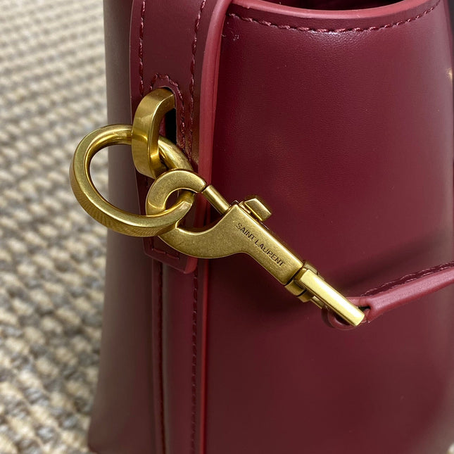 LE 37 MINI BUCKET BAG 15 IN BURGUNDY RED CALFSKIN GOLD HARDWARE