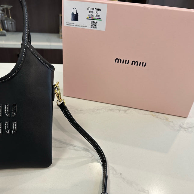 IVY MINI TOTE BAG 20 IN BLACK CALFSKIN