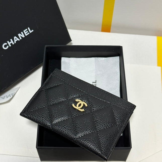 QUILTED CLASSIC CARD HOLDER 11 IN BLACK CAVIAR SKIN