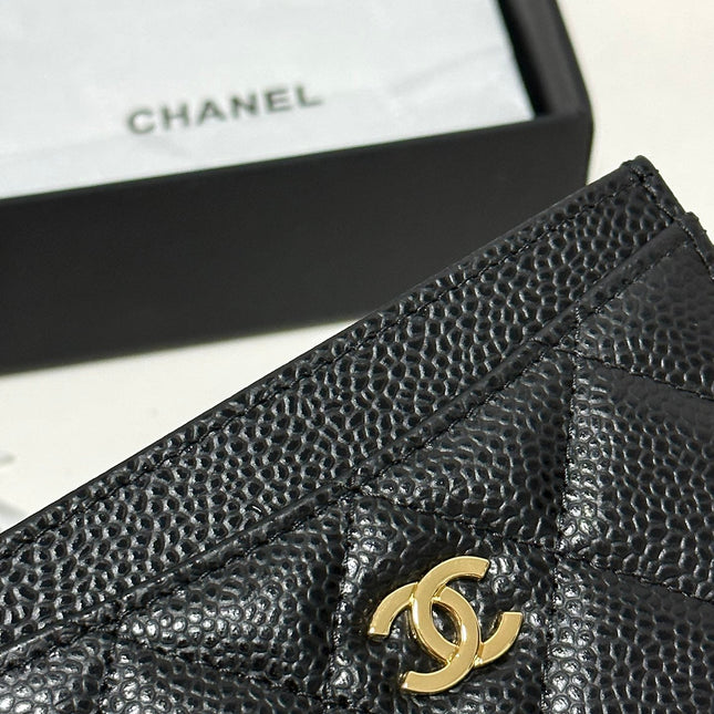QUILTED CLASSIC CARD HOLDER 11 IN BLACK CAVIAR SKIN