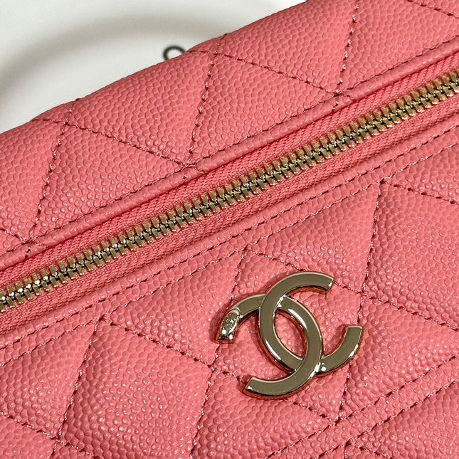 VANITY CASE 19 IN CONTESSA PINK CALFSKIN GOLD-TONE METALLIC