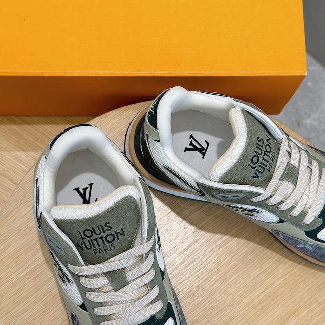 LV RUN AWAY SNEAKERS IN GREY MESH FABRIC AND SUEDE