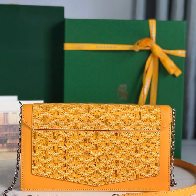 DUCHESSE MARIE-CAROLINE BAG 25 IN YELLOW GOYARDINE CANVAS AND SMOOTH CALFSKIN