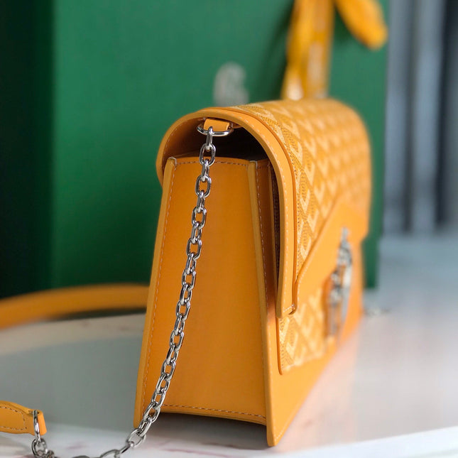 DUCHESSE MARIE-CAROLINE BAG 25 IN YELLOW GOYARDINE CANVAS AND SMOOTH CALFSKIN