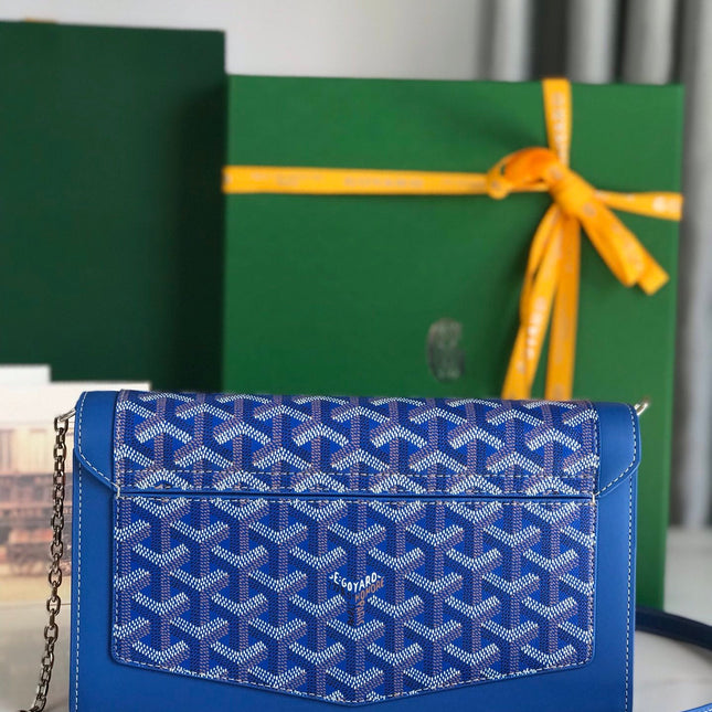 DUCHESSE MARIE-CAROLINE BAG 25 IN SAPPHIRE BLUE GOYARDINE CANVAS AND SMOOTH CALFSKIN