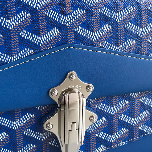 DUCHESSE MARIE-CAROLINE BAG 25 IN SAPPHIRE BLUE GOYARDINE CANVAS AND SMOOTH CALFSKIN