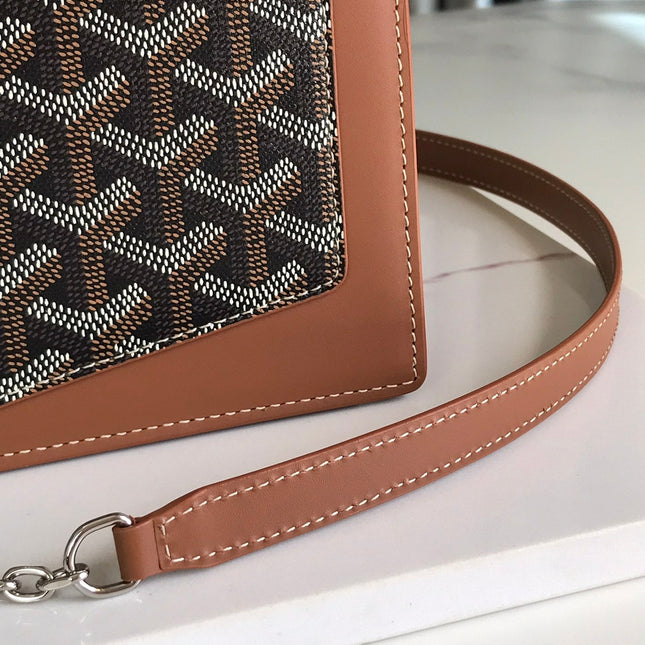 DUCHESSE MARIE-CAROLINE BAG 25 IN BLACK GOYARDINE CANVAS AND TAN SMOOTH CALFSKIN