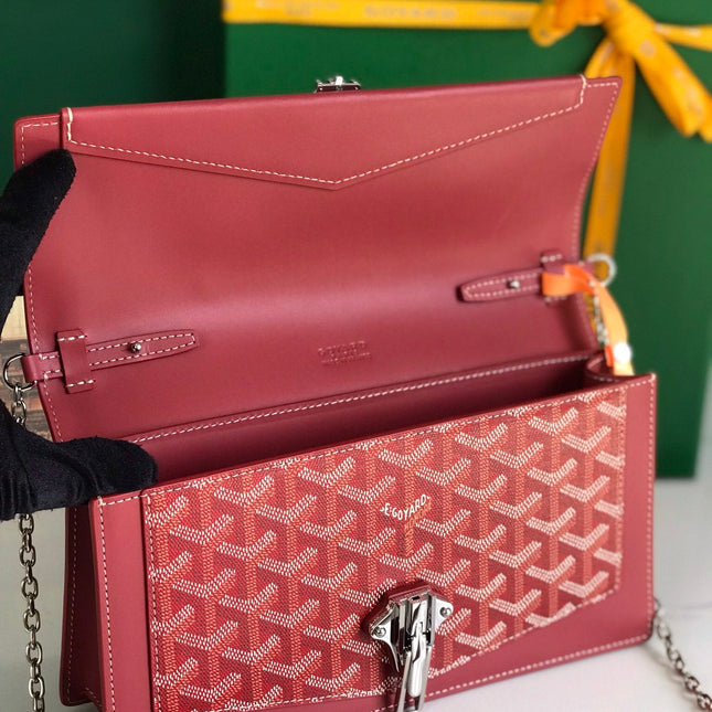 DUCHESSE MARIE-CAROLINE BAG 25 IN RED GOYARDINE CANVAS AND SMOOTH CALFSKIN