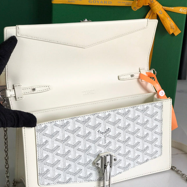 DUCHESSE MARIE-CAROLINE BAG 25 IN WHITE GOYARDINE CANVAS AND SMOOTH CALFSKIN