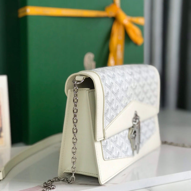 DUCHESSE MARIE-CAROLINE BAG 25 IN WHITE GOYARDINE CANVAS AND SMOOTH CALFSKIN