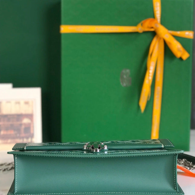 DUCHESSE MARIE-CAROLINE BAG 25 IN GREEN GOYARDINE CANVAS AND SMOOTH CALFSKIN